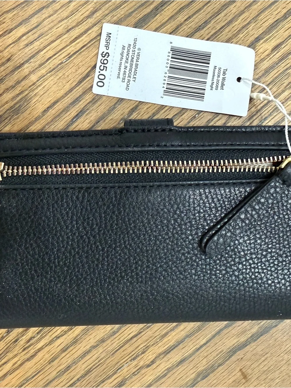 Vera Bradley Black Leather Tab Wallet